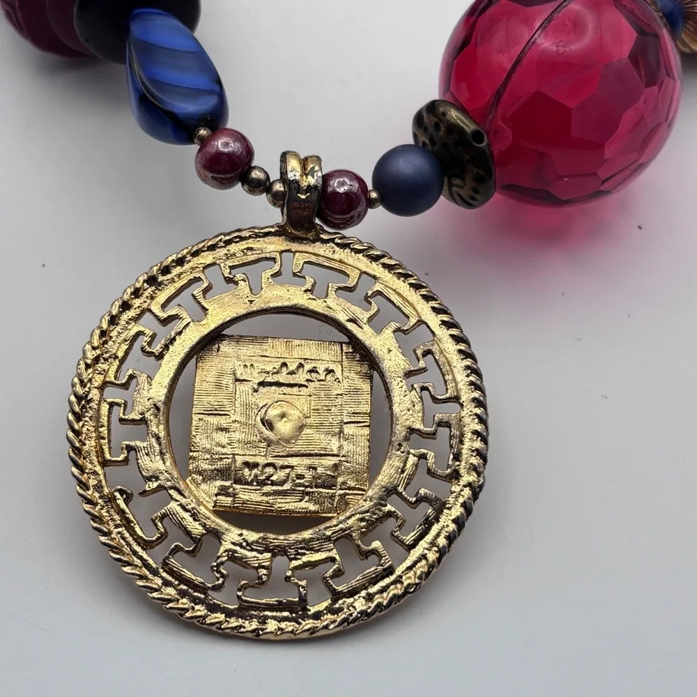Vintage Cynthia Jean Statement Necklace Beaded Stones 27